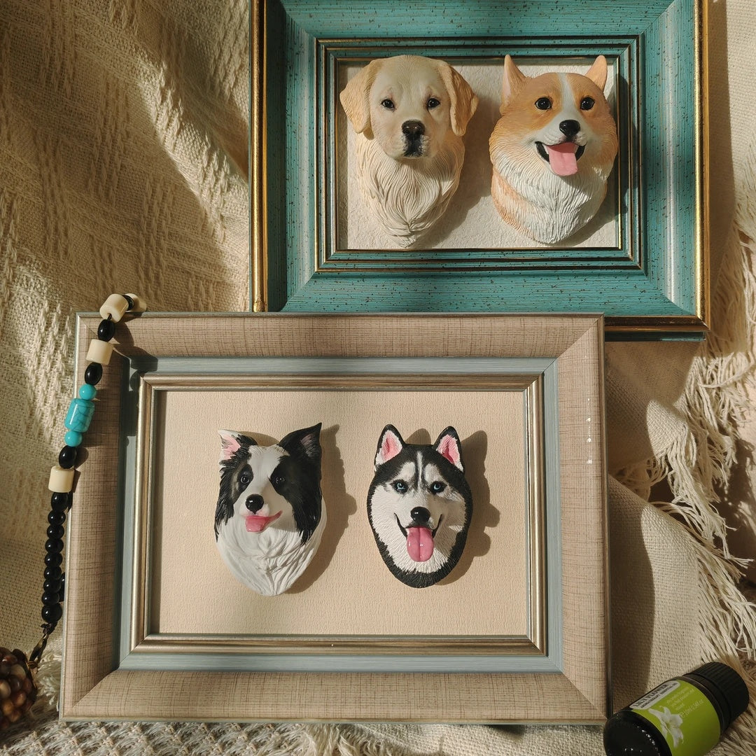 Customized Plaster Pet Sculpture with Magnet β Personalized Cat or Dog Keepsake for Car, Fridge, Frame