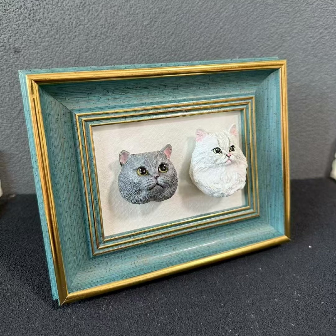 Customized Plaster Pet Sculpture with Magnet β Personalized Cat or Dog Keepsake for Car, Fridge, Frame