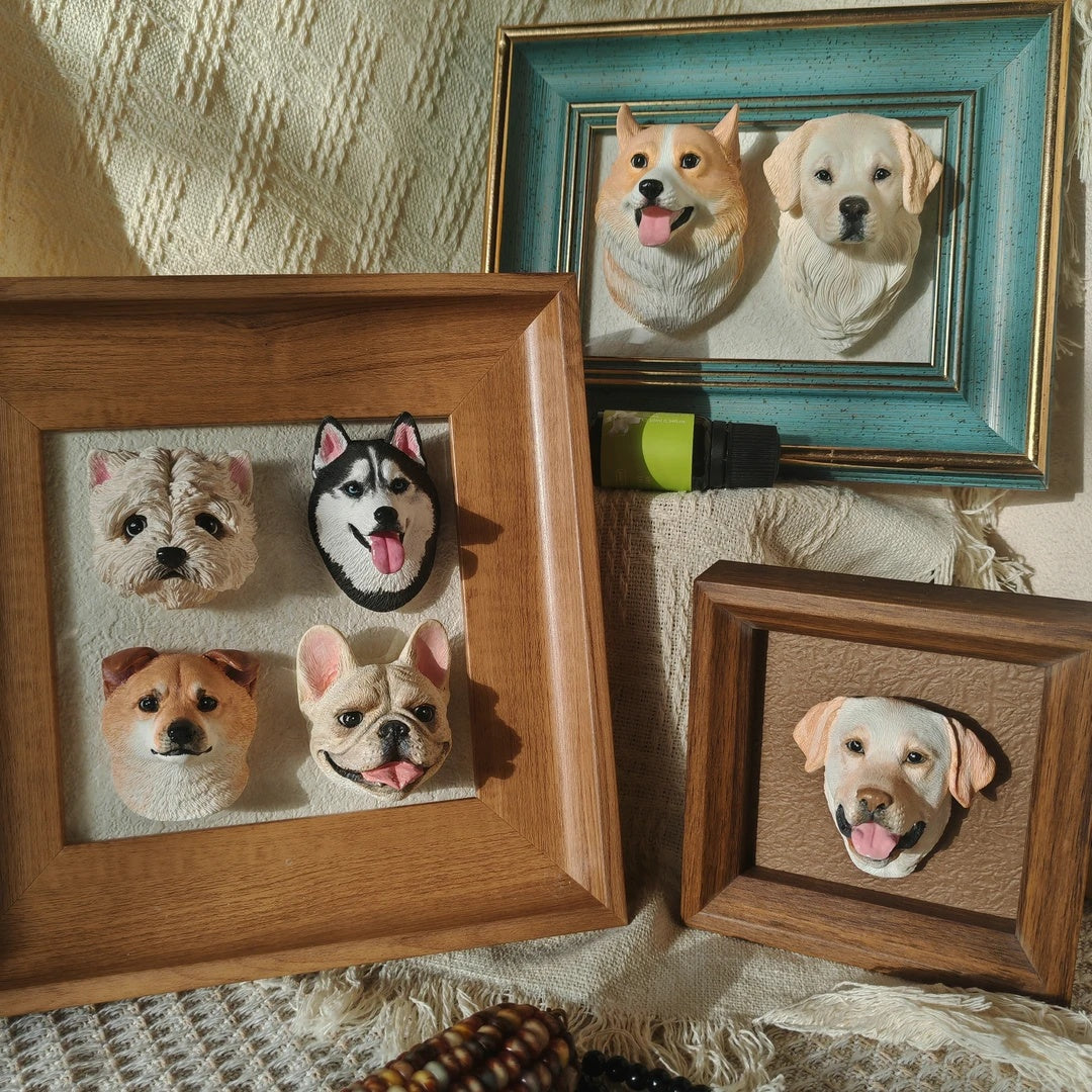 Customized Plaster Pet Sculpture with Magnet β Personalized Cat or Dog Keepsake for Car, Fridge, Frame
