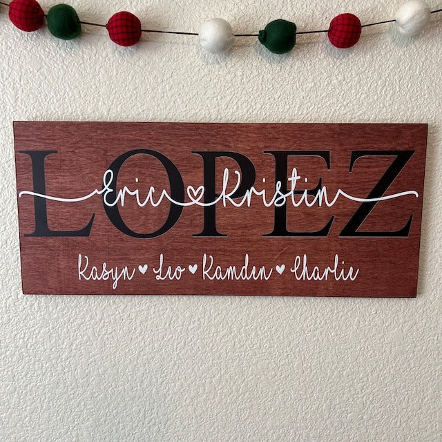 Custom Wedding Wood Sign - Personalized Family Name Plaque Wall Décor