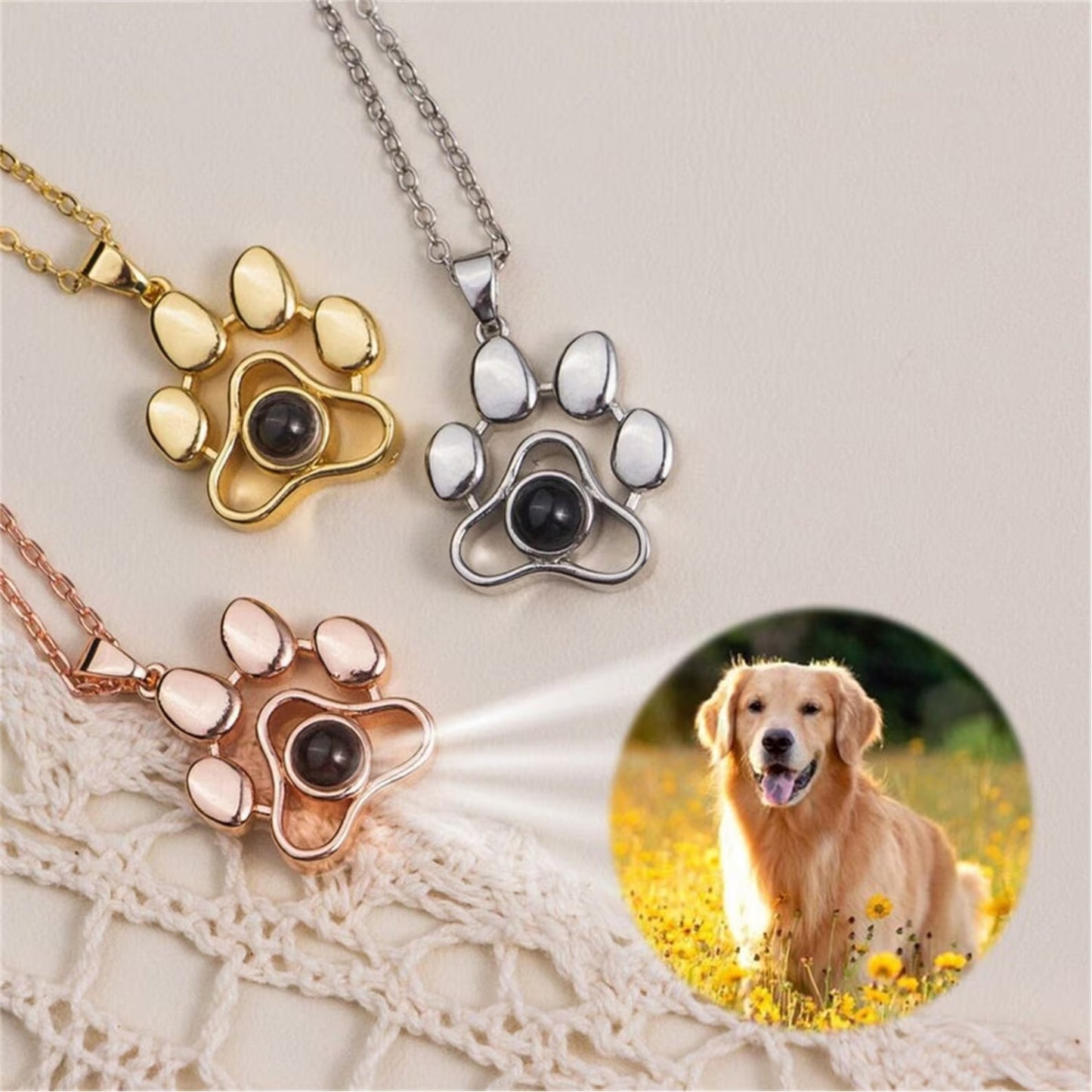 Pet Charm with Projection Photo Necklace