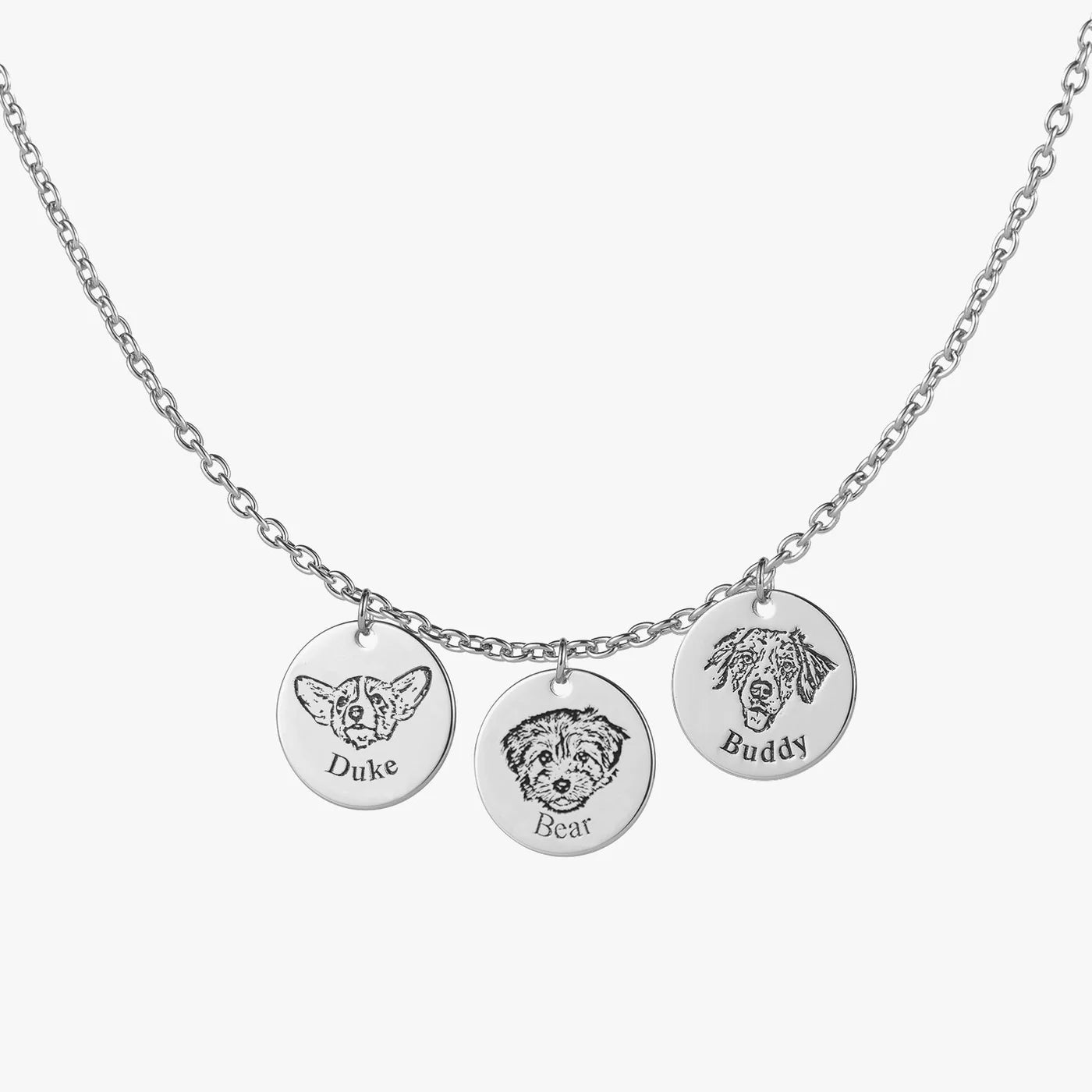 Pet Portrait Name Necklace -925 Sterling Silver