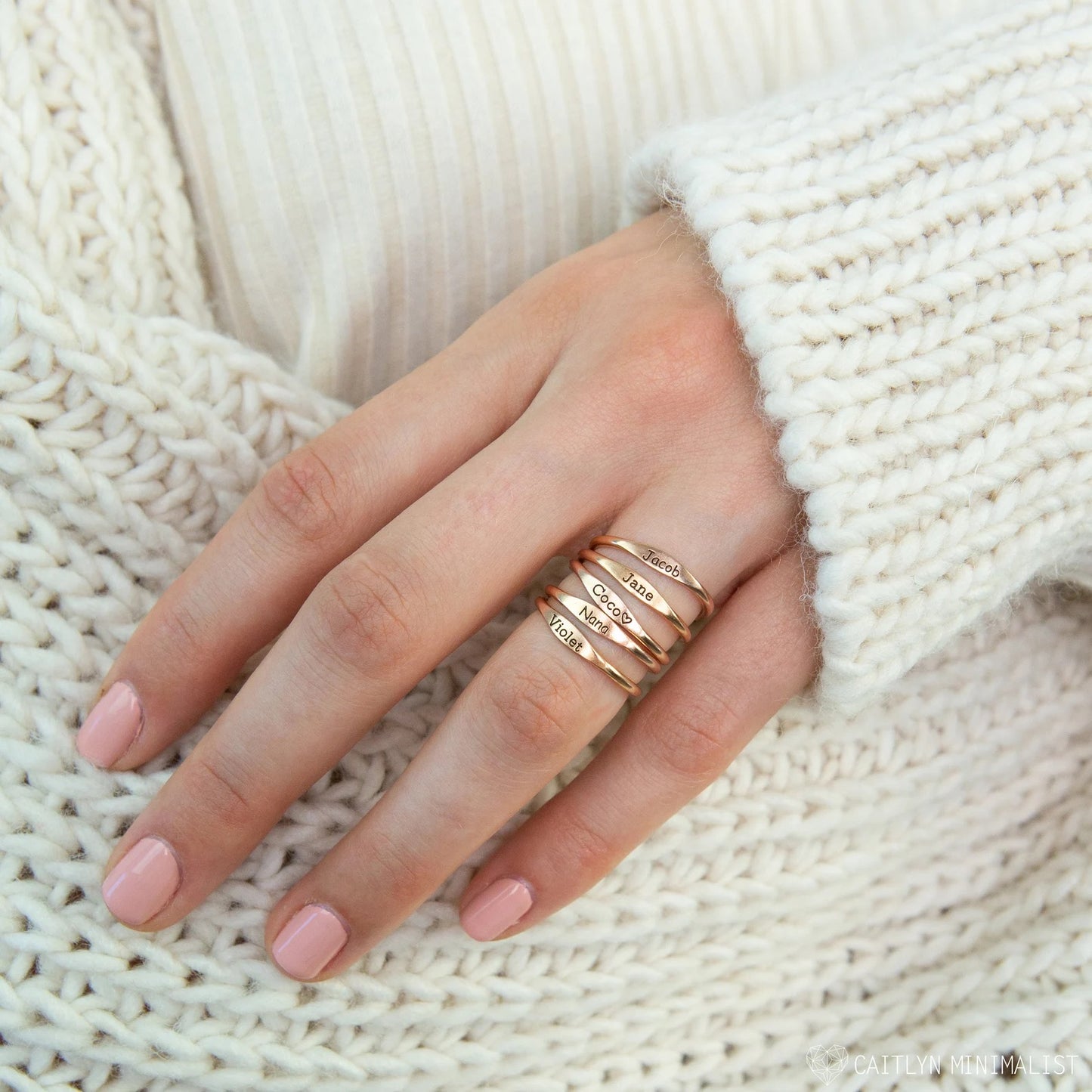 Personalized Tiny Name Ring - Minimalist Style