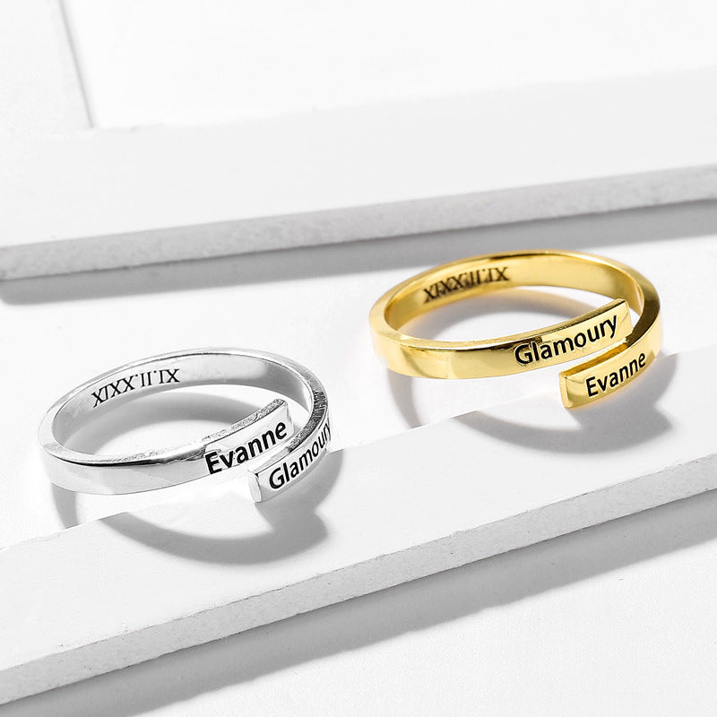 Wickel-Namensring aus Sterlingsilber