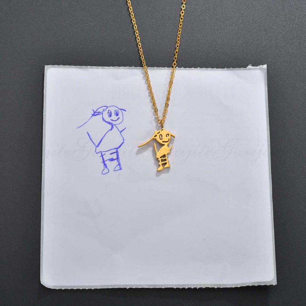 Personalisierte Doodle-Zeichnungskette - Künstlerischer Anhängerschmuck
