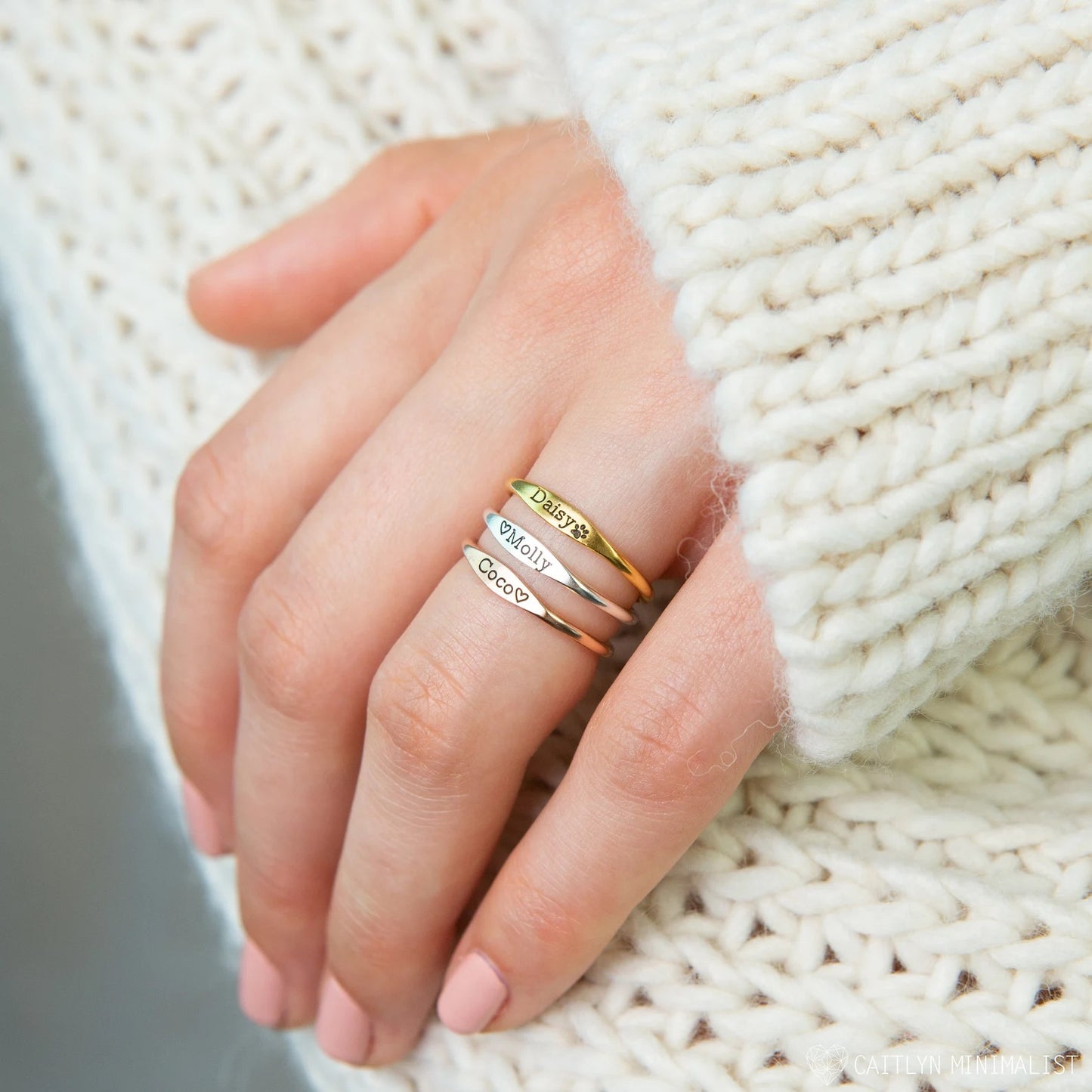 Personalized Tiny Name Ring - Minimalist Style