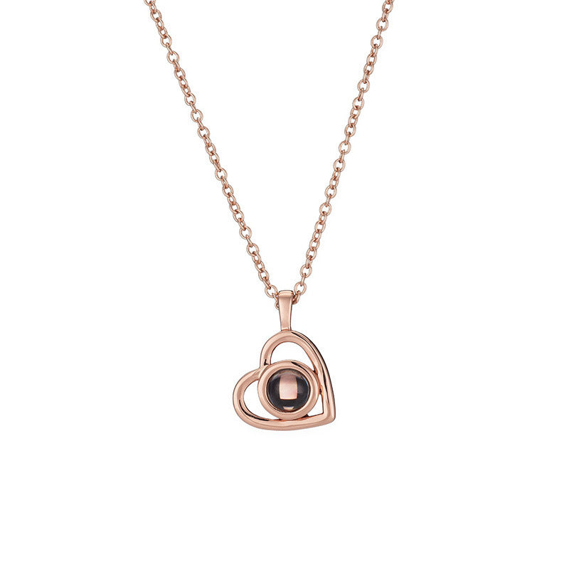 Heart-Shaped Projection Photo Necklace