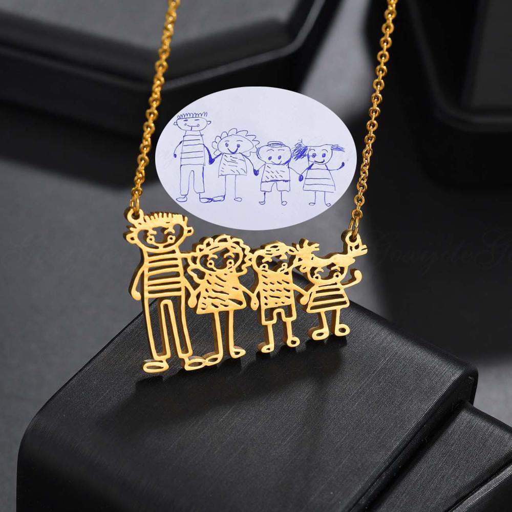 Personalisierte Doodle-Zeichnungskette - Künstlerischer Anhängerschmuck
