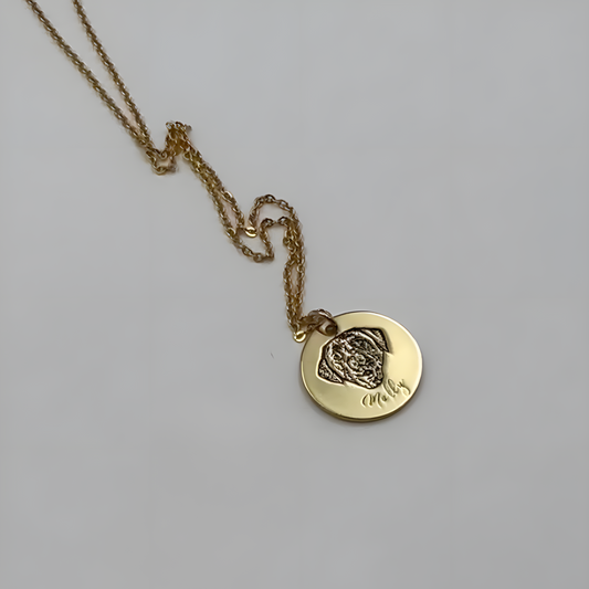 Pet Portrait Name Necklace -925 Sterling Silver