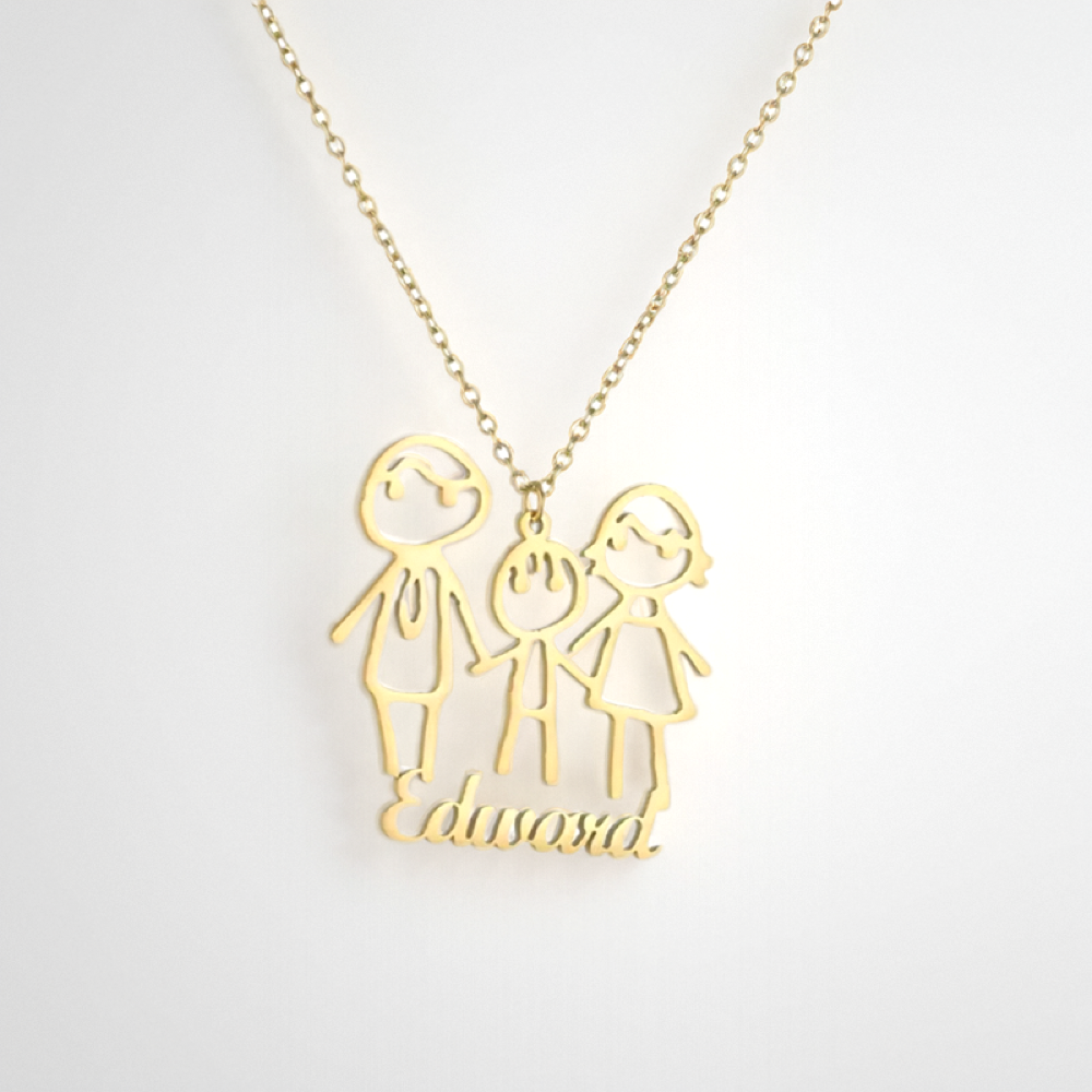 Personalized Doodle Drawing Necklace - Artistic Pendant Jewelry