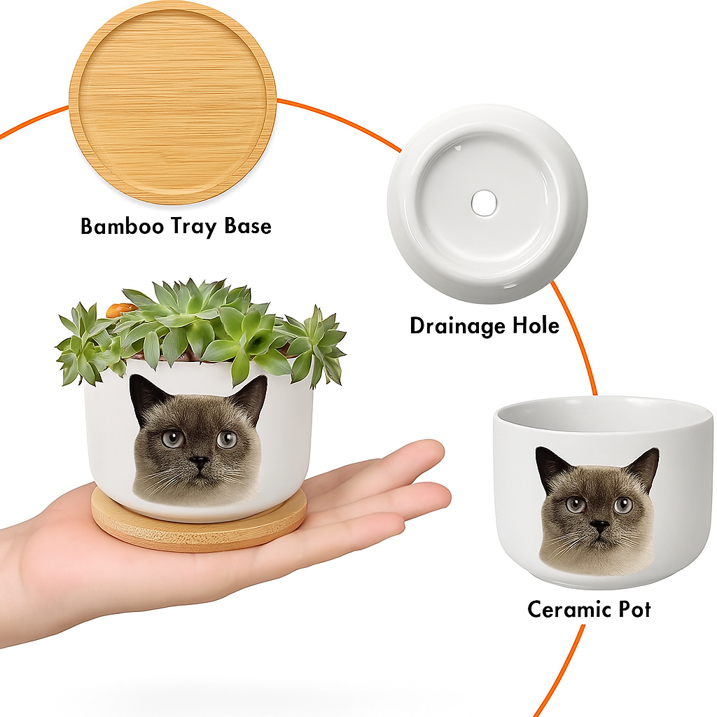 Personalized Pet Photo Custom Ceramic Planter