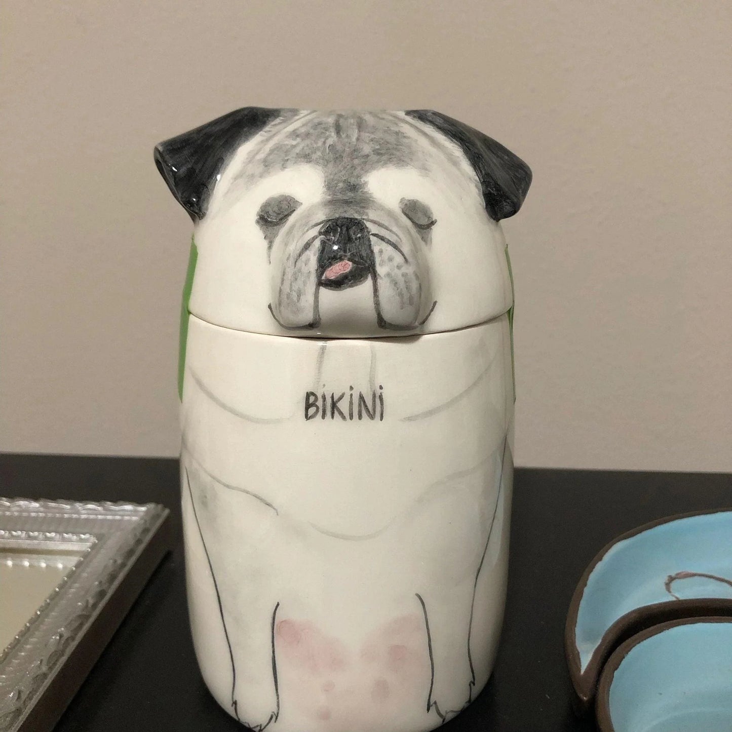 Personalized Ceramic Dog Urn – Custom Pet Ashes Memorial with Engraved Name & Photo