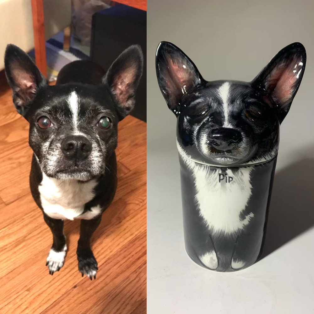 Personalized Ceramic Dog Urn – Custom Pet Ashes Memorial with Engraved Name & Photo