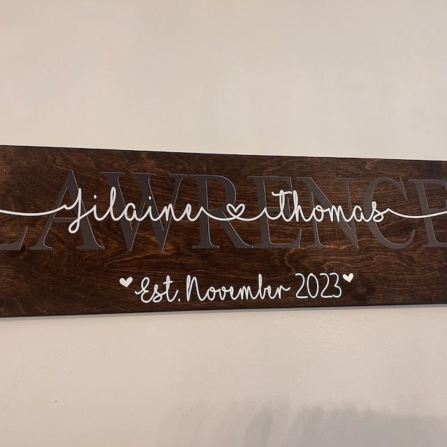 Custom Wedding Wood Sign - Personalized Family Name Plaque Wall Décor