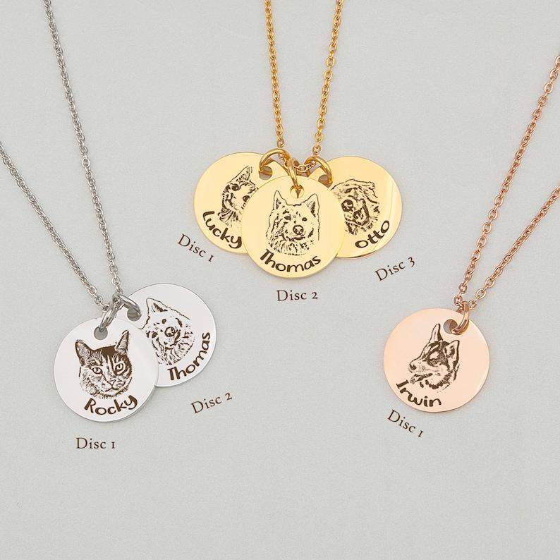 Pet Portrait Name Necklace - Stainless Steel