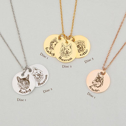 Pet Portrait Name Necklace - Stainless Steel