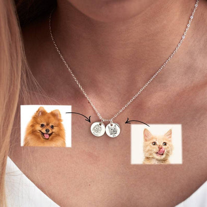 Pet Portrait Name Necklace - Stainless Steel