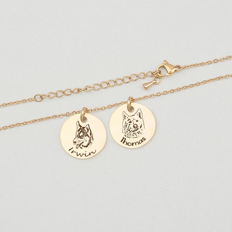 Pet Portrait Name Necklace - Stainless Steel
