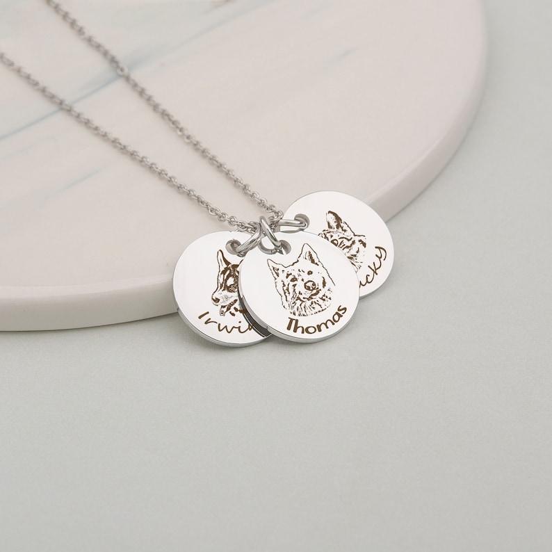 Pet Portrait Name Necklace - Stainless Steel