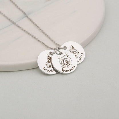 Pet Portrait Name Necklace - Stainless Steel