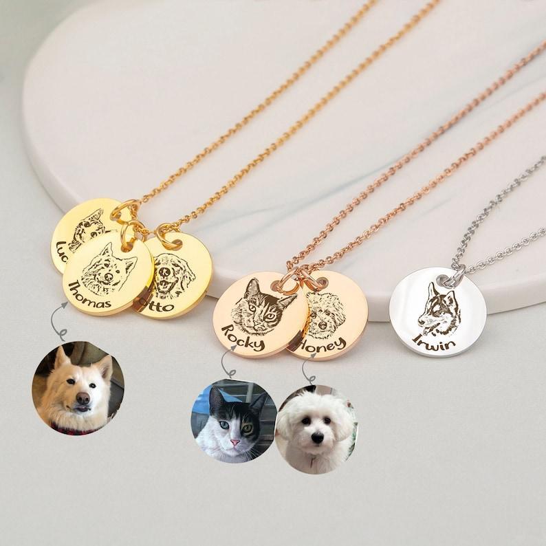 Pet Portrait Name Necklace - Stainless Steel