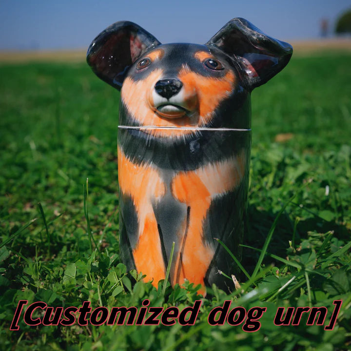 Personalized Ceramic Dog Urn – Custom Pet Ashes Memorial with Engraved Name & Photo