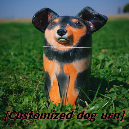 Personalized Ceramic Dog Urn – Custom Pet Ashes Memorial with Engraved Name & Photo