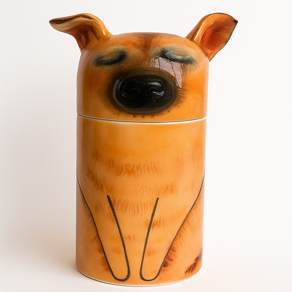 Personalized Ceramic Dog Urn – Custom Pet Ashes Memorial with Engraved Name & Photo