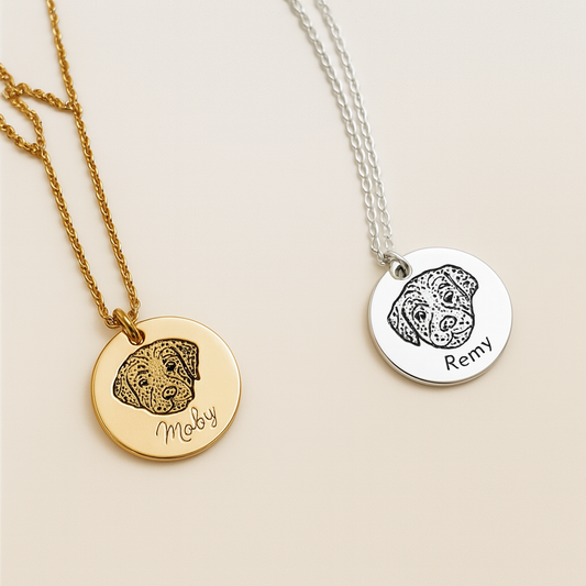 Pet Portrait Name Necklace (Stainless Steel)
