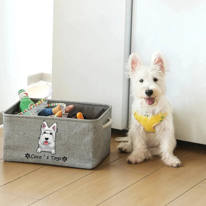 Personalized Dog Toy Basket Free Print Dog Cat Image Name Pet Storage Box