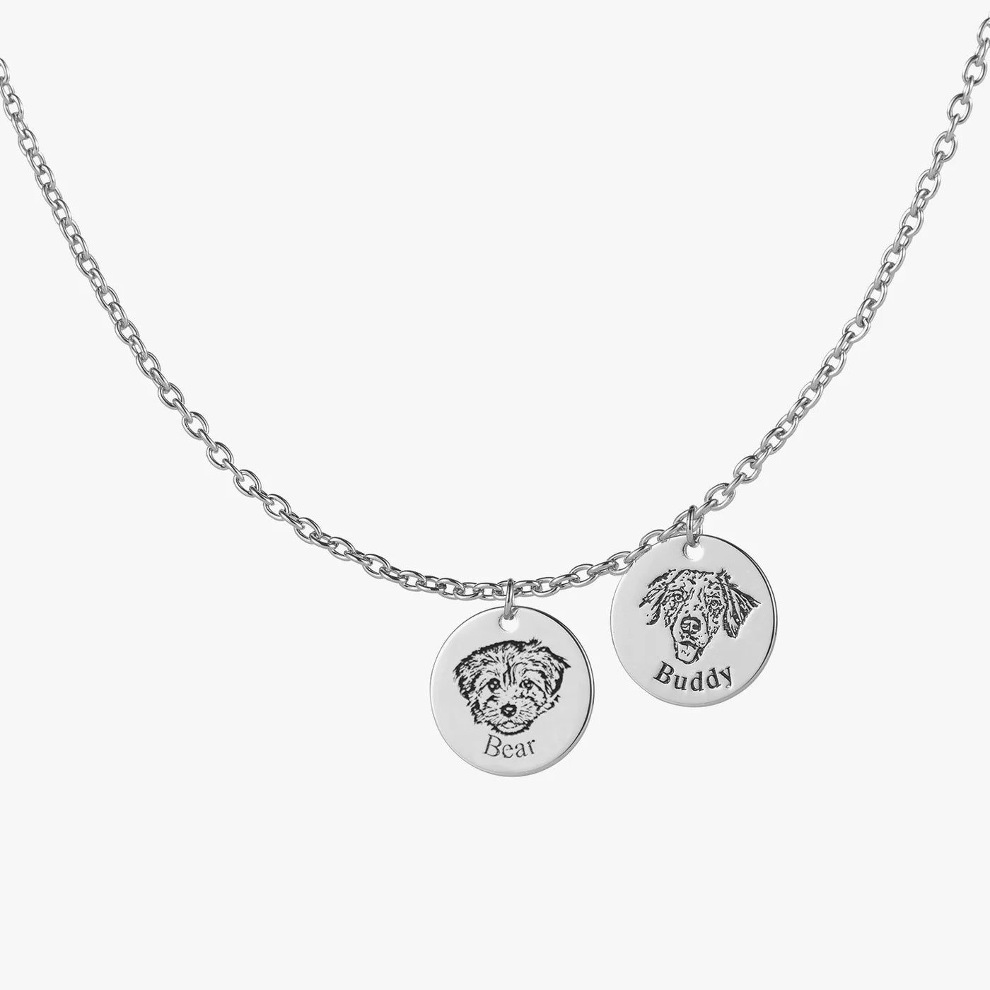 Pet Portrait Name Necklace -925 Sterling Silver