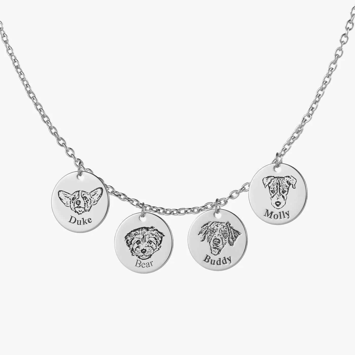 Pet Portrait Name Necklace -925 Sterling Silver