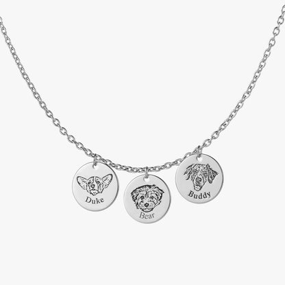 Pet Portrait Name Necklace -925 Sterling Silver