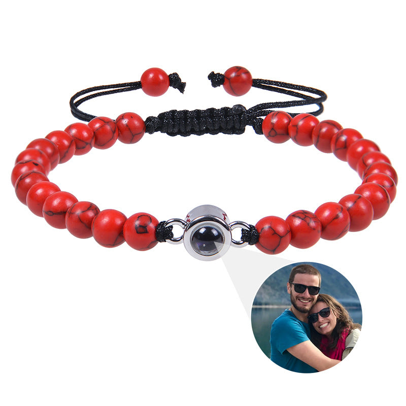 Personalisiertes kreisförmiges Fotoperlenarmband