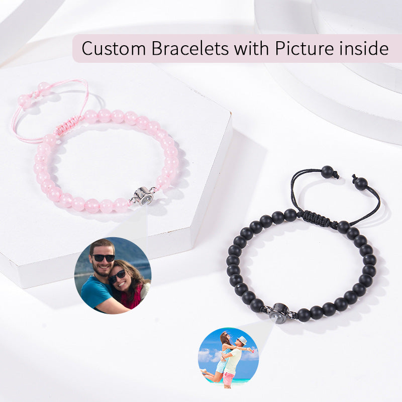 Personalisiertes kreisförmiges Fotoperlenarmband
