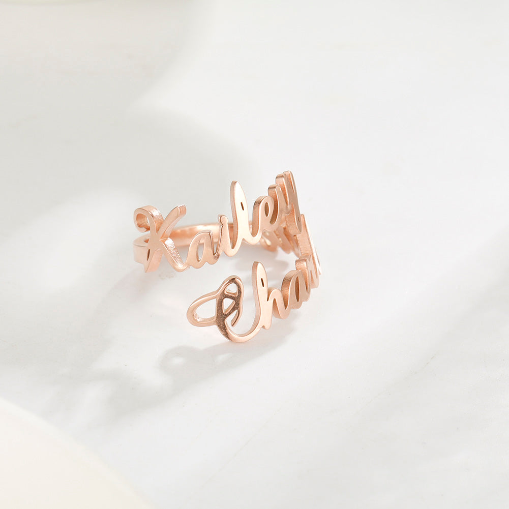 Handcrafted Sterling Silver Double Name Ring