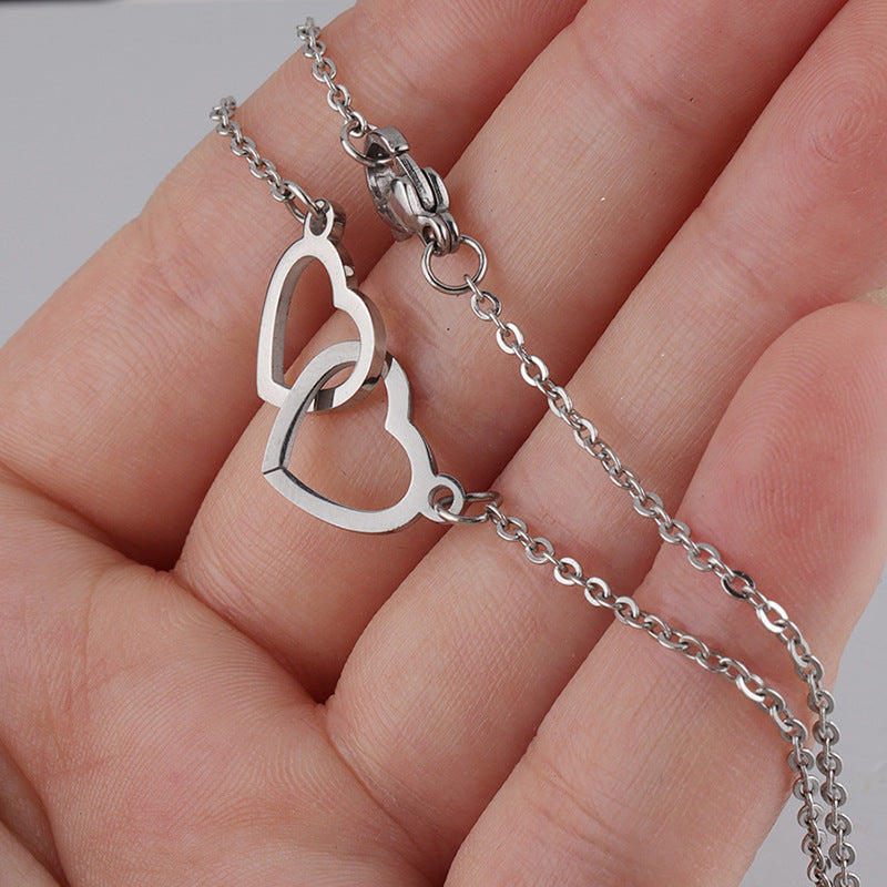 Double Interlocking Hearts Name Necklace