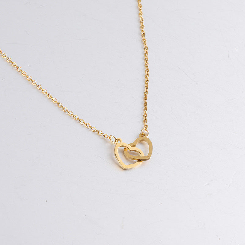 Double Interlocking Hearts Name Necklace