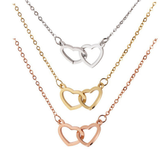 Double Interlocking Hearts Name Necklace