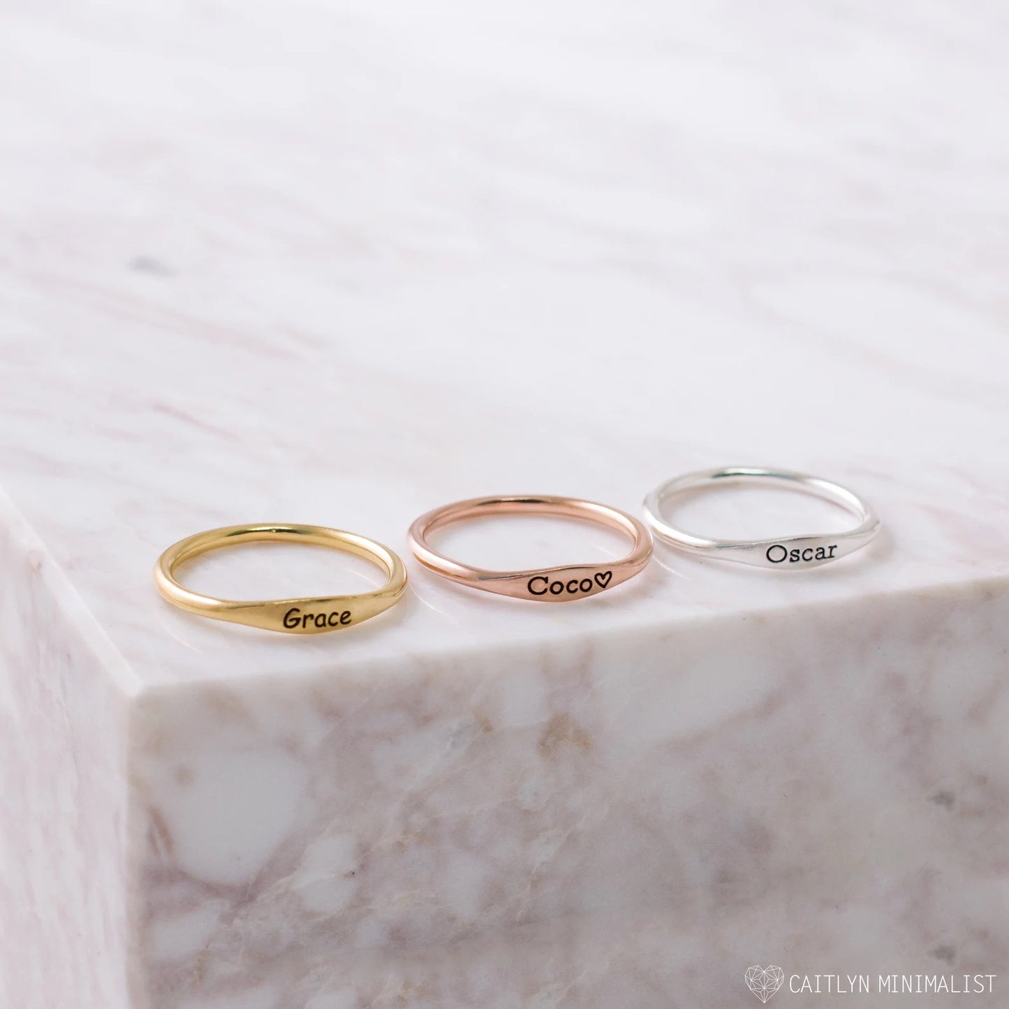 Personalized Tiny Name Ring - Minimalist Style
