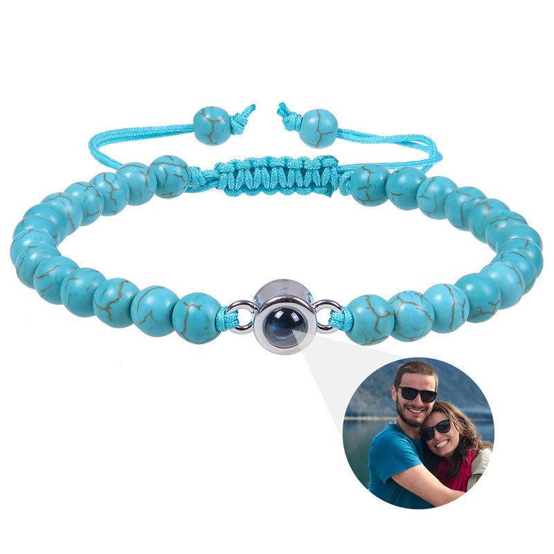 Personalisiertes kreisförmiges Fotoperlenarmband