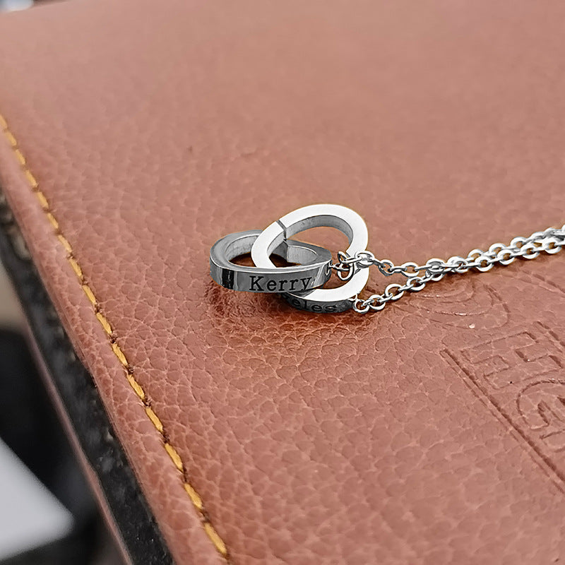 Double Interlocking Hearts Name Necklace