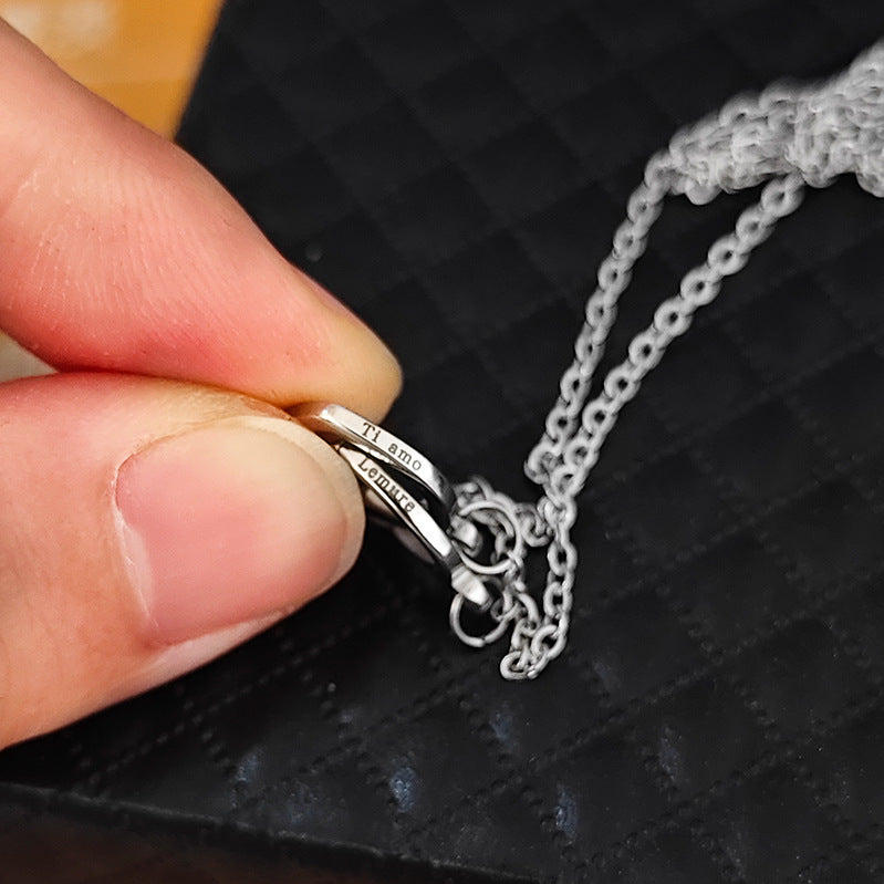 Double Interlocking Hearts Name Necklace