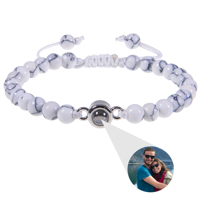 Personalisiertes kreisförmiges Fotoperlenarmband