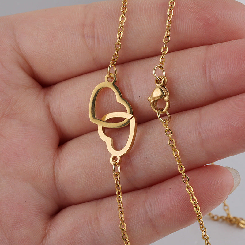 Double Interlocking Hearts Name Necklace