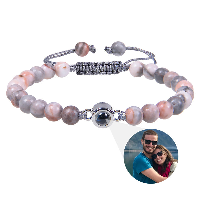 Personalisiertes kreisförmiges Fotoperlenarmband