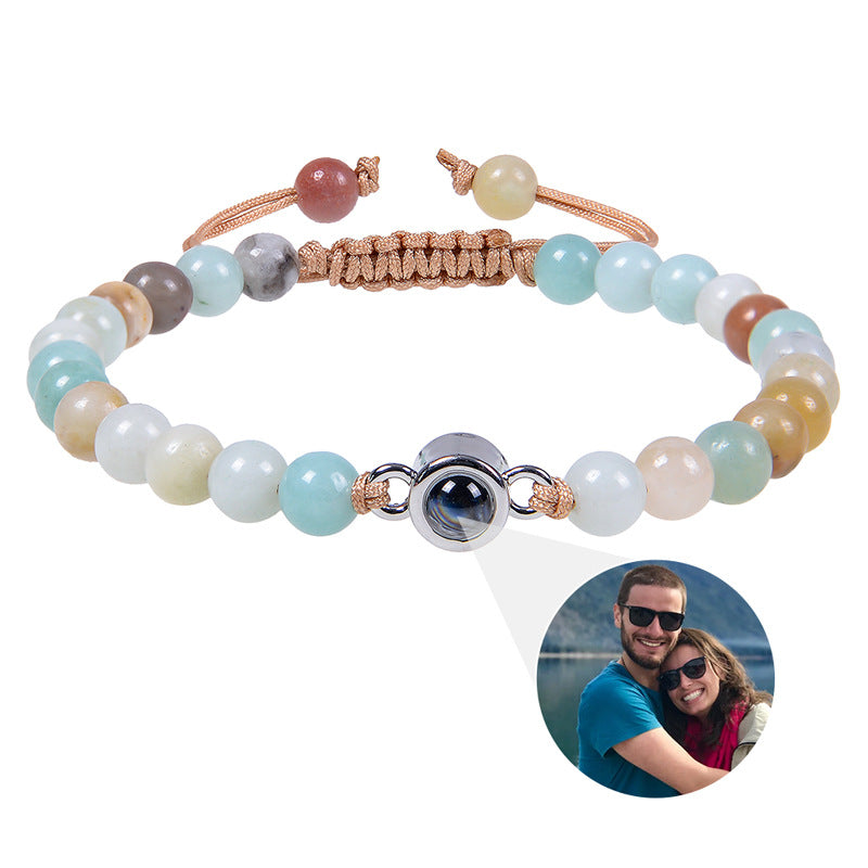 Personalisiertes kreisförmiges Fotoperlenarmband