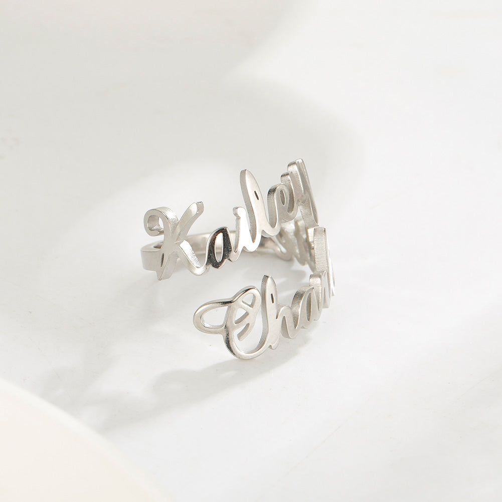 Handcrafted Sterling Silver Double Name Ring