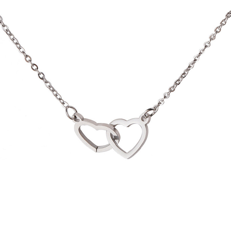 Double Interlocking Hearts Name Necklace