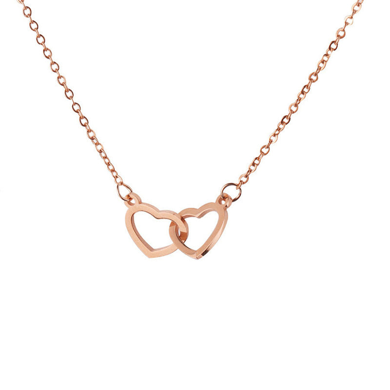Double Interlocking Hearts Name Necklace